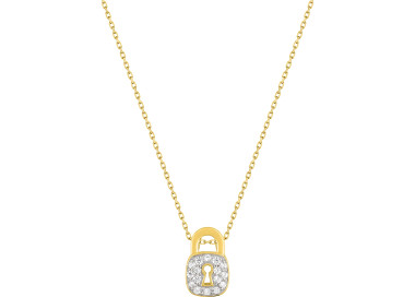 Collier oxyde(s) de zirconium Or Jaune 375 rhodiée