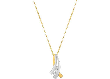 Collier oxyde(s) de zirconium Or Jaune 375 rhodiée