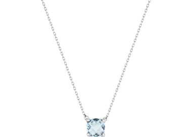 Collier topaze bleue traitée Or Blanc 375