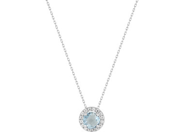 Collier topaze bleue traitée oxyde(s) de zirconium Or Blanc 375