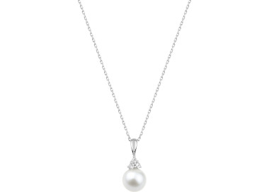 Collier perle de culture d'eau douce oxyde(s) de zirconium Or Blanc 375