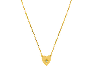 Collier coeur oxyde(s) de zirconium Or Jaune 375