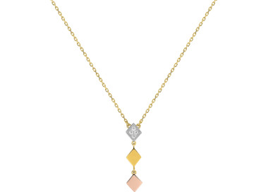 Collier 0.03ct Or Jaune et Rose Or 375 rhodiée