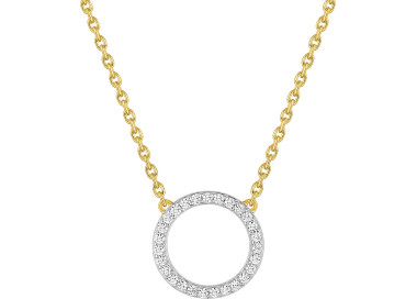 Collier oxyde(s) de zirconium Or Jaune 375 rhodiée