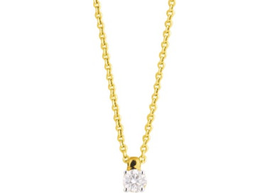 Collier diamant 0.14ct Or Jaune 375 rhodiée 42cm