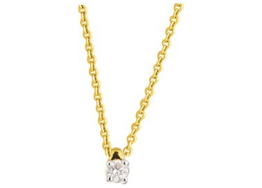 Collier diamant 0.08ct Or Jaune 375 rhodiée 42cm