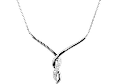 Collier diamant 0.02ct Or Blanc 375 42cm