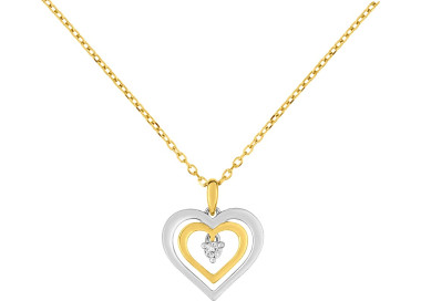 Collier diamant 0.01ct Or Jaune et Blanc Or 375