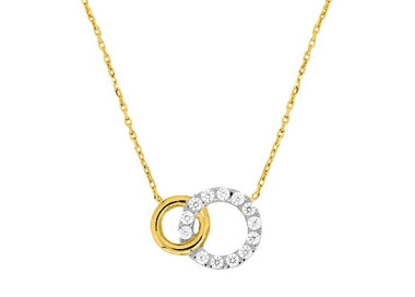 Collier Or Jaune 375 rhodiée oxyde(s) de zirconium 42cm