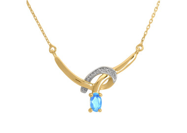 Collier topaze bleue traitée Or Jaune 375 42cm