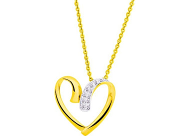 Collier diamant 0.04ct Or Jaune 375 rhodiée 42cm