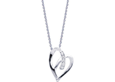 Collier diamant 0.02ct Or Blanc 375 42cm