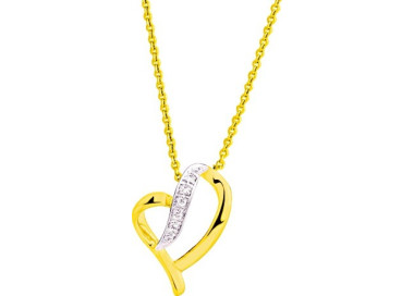 Collier diamant 0.03ct Or Jaune 375 rhodiée 42cm