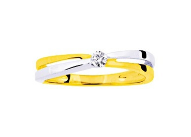 Solitaire diamant 0.08ct Or Jaune 375 rhodiée