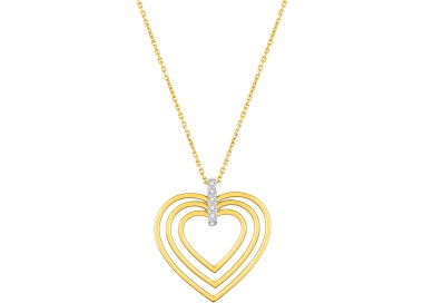 Collier diamant 0.018ct Or Jaune et blanc Or 750