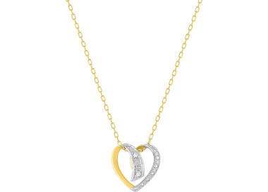 Collier 2 diamant 0.01ct Or Jaune et blanc Or 750