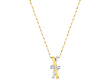 Collier diamant 0.018ct Or Jaune et blanc Or 750