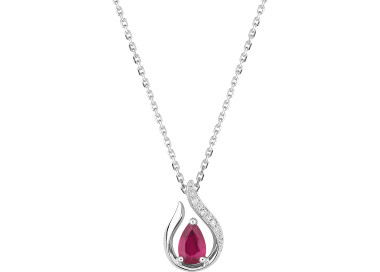 Collier rubis diamant 0.01ct Or Blanc 750