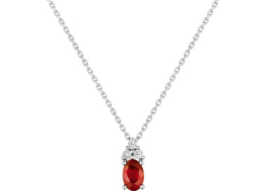 Collier sou rubis 0.54c diamant 0.018ct Or Blanc 750