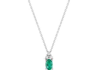 Collier émeraude 0.42c diamant 0.018ct Or Blanc 750