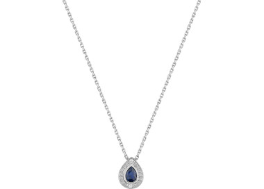 Collier saphir diamant 0.008 Or Blanc 750