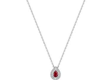 Collier rubis diamant 0.008 Or Blanc 750