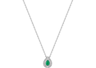 Collier émeraude diamant 0.008 Or Blanc 750