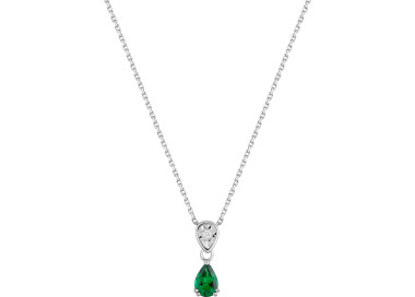 Collier émeraude diamant 0.01ct Or Blanc 750