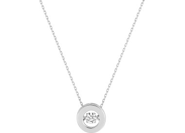 Collier oxyde(s) de zirconium Or Blanc 750