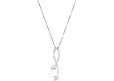 Collier pendantes oxyde(s) de zirconium Or Blanc 750