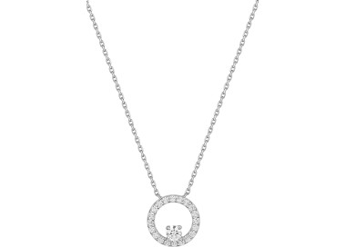 Collier oxyde(s) de zirconium Or Blanc 750