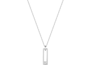 Collier oxyde(s) de zirconium Or Blanc 750