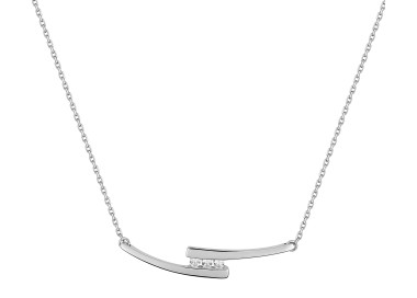 Collier oxyde(s) de zirconium Or Blanc 750