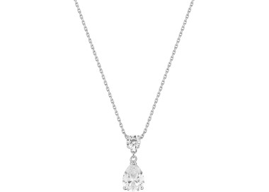 Collier oxyde(s) de zirconium Or Blanc 750