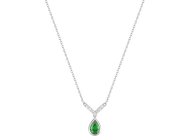 Collier émeraude diamant 0.06ct Or Blanc 750