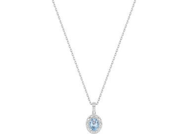 Collier topaze bleue traitée oxyde(s) de zirconium Or Blanc 750