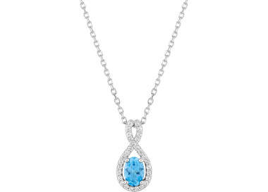 Collier topaze bleue traitée Or Blanc 750