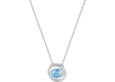 Collier topaze bleue traitée oxyde(s) de zirconium Or Blanc 750