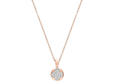 Collier diamant 0.08ct Or Rose 750 42cm