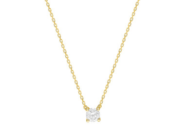 Collier Solitaire 0.30ct Or Jaune 750 42cm