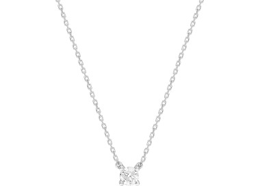 Collier Solitaire 0.20ct Or Blanc 750 42cm