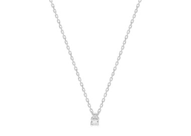 Collier diamant 0.04ct Or Blanc 750 42cm