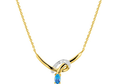 Collier topaze bleue traitée Or Jaune et blanc Or 750 42cm