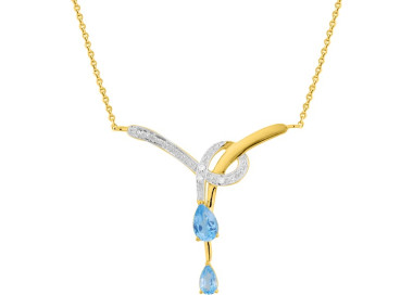 Collier topaze bleue traitée Or Jaune et blanc Or 750 42cm