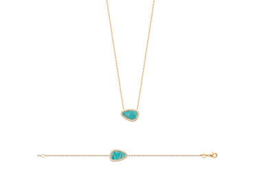 Collier plaqué Or 750 amazonite