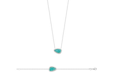 Collier argent 925 rhodié amazonite