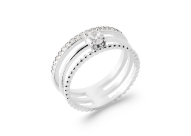 Bague argent 925 rhodié oxyde de zirconium