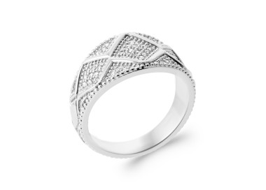 Bague argent 925 rhodié oxyde de zirconium