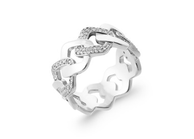 Bague argent 925 rhodié oxyde de zirconium