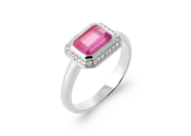 Bague argent 925 rhodié oxyde de zirconium pierre(s) synthétique(s)